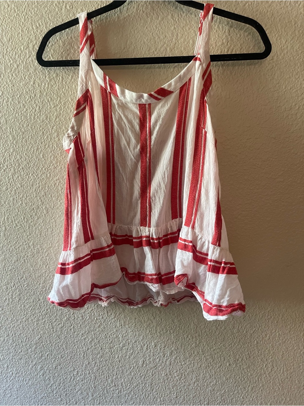 For The Republic Red & White Striped Lightweight Tank Top